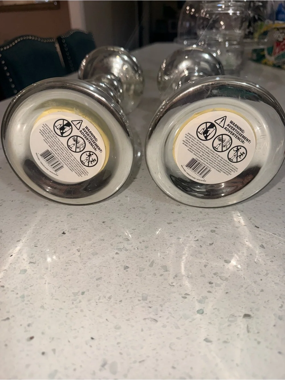 Silver Mercury Glass Candlestick Holders -